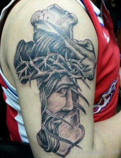Jesus And Cross Tattoo Design-TB14069