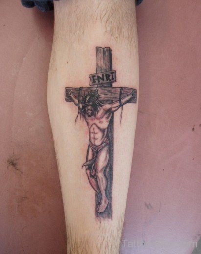 Jesus And Cross Tattoo On Arm-TB14070