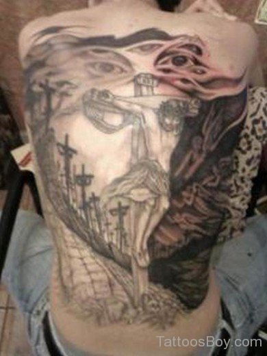Jesus Cross Tattoo On Back