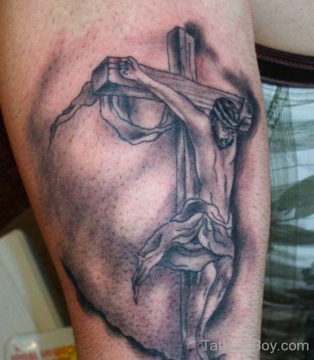 Jesus Cross Tattoo On Bicep-TB14082