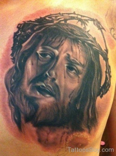 Jesus Face Tattoo On Chest-TB14089