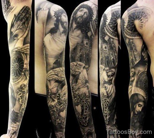 Jesus Tattoo Design On Full Sleeve 4-TB14105