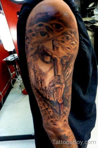 Jesus Tattoo Design On Half Sleeve-TB14108