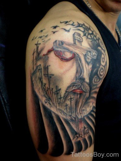 Jesus Tattoo Desing On Bicep-TB14117