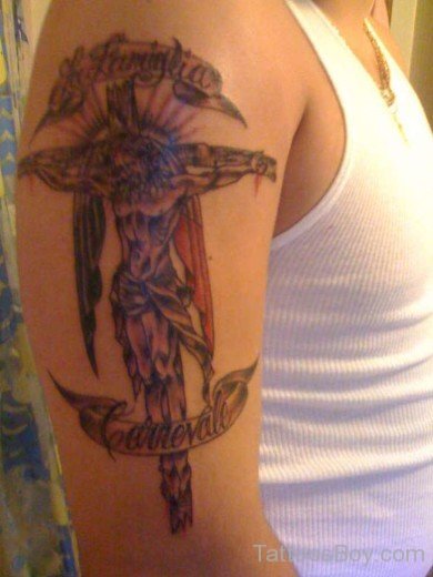 Jesus Tattoo On Bicep