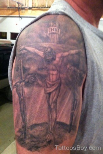 Jesus Tattoo On Half Sleeve-TB14128