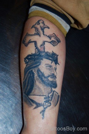 Jesus Tattoo On Leg