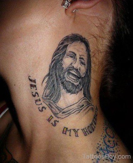 Jesus Tattoo On Neck