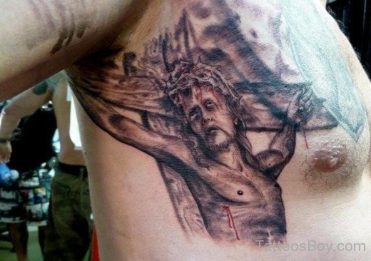 Jesus  Tattoo On Rib