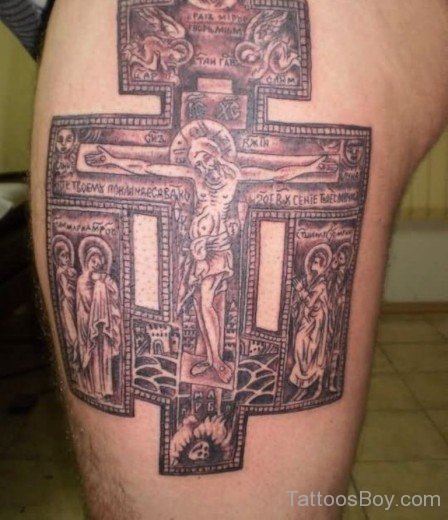 Jesus Tattoo On Thigh