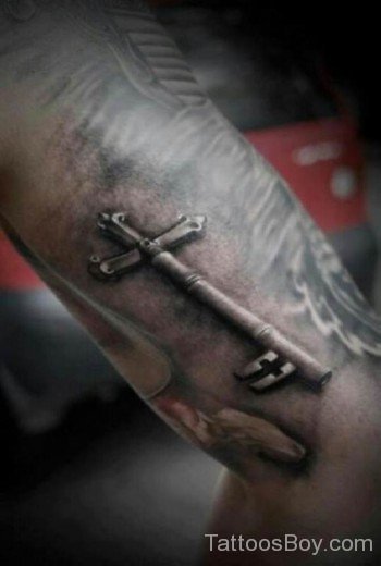 Key Cross Tattoo