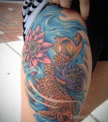 Koi Fish Tattoo On Thigh-TB1101