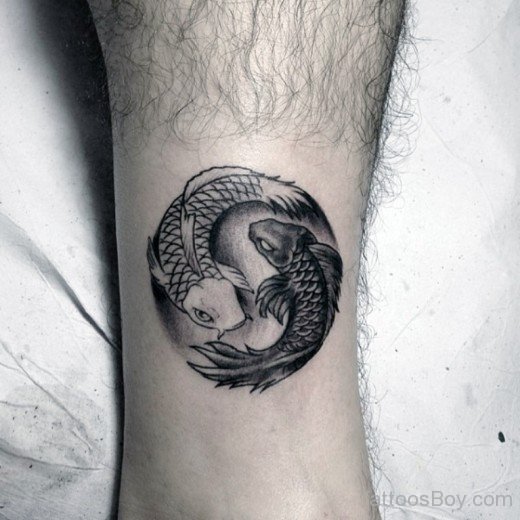 Koi Fish Yin Yang Tattoo On Leg-TB1235