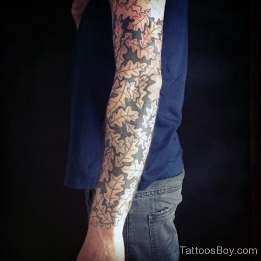 Leaf Tattoo Design On Full Sleeve-TB1108