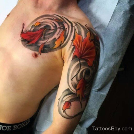 Leaf Tattoo On Chest-TB1120