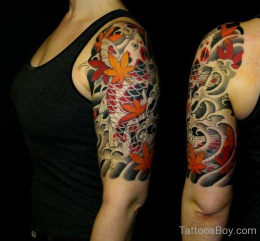 Leaf Tattoo On Half Sleeve-TB1124