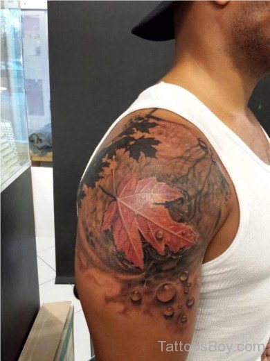 Leaf Tattoo On Shoulder