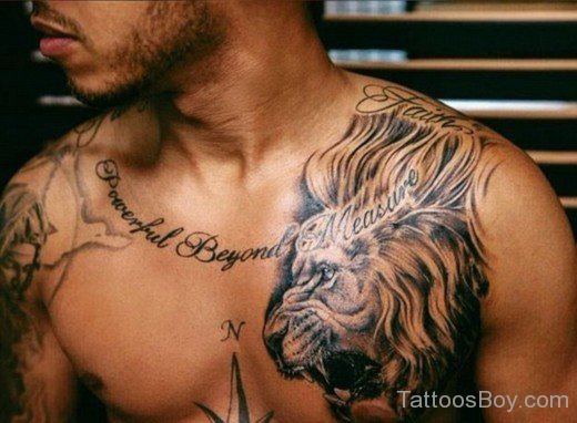 Lion And Wording Tattoo-TB1055