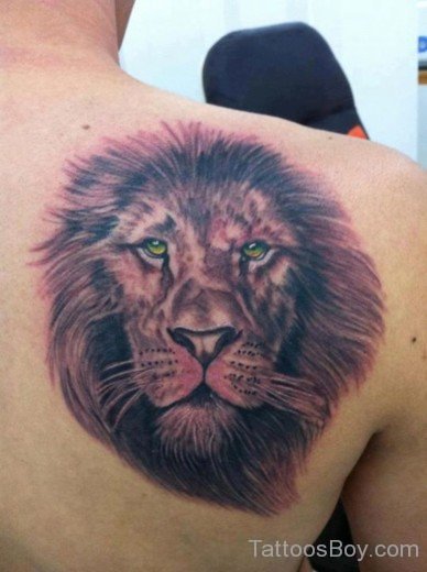 Lion Face Tattoo Design On Back '-TB1044