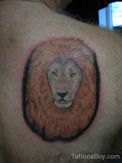 Lion Face Tattoo On Back