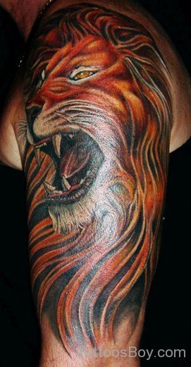Lion Face Tattoo On Half Sleeve-TB1059