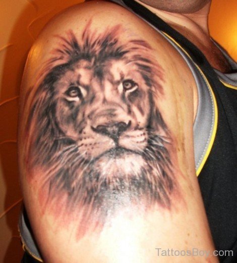 Lion Face Tattoo On Shoulder-TB1052