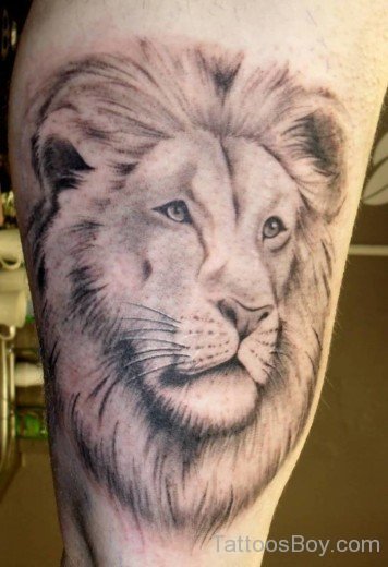 Lion Face Tattoo On Thigh-TB1060