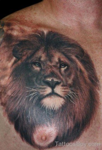 Lion Head Tattoo Design On Chest 7-TB1059