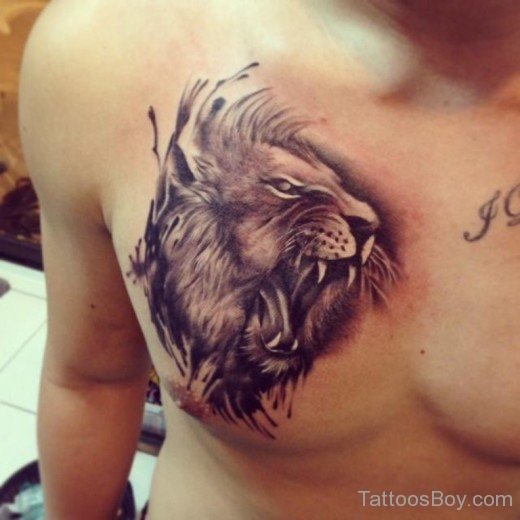 Lion Head Tattoo Design on Chest-TB1060