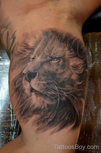 Lion Head Tattoo On Bicep-TB1066
