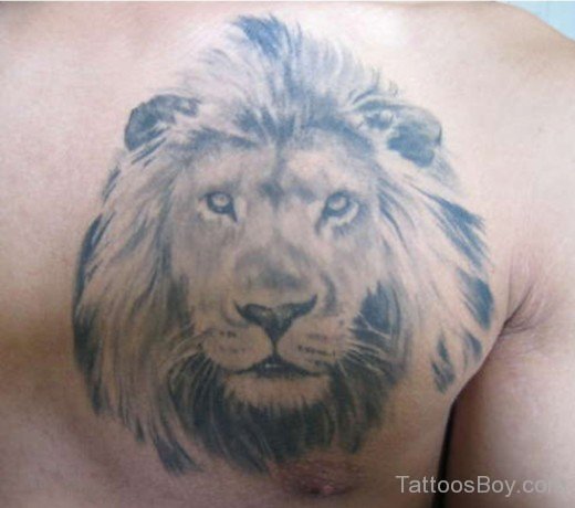 Lion Head Tattoo  On Chest-TB1054