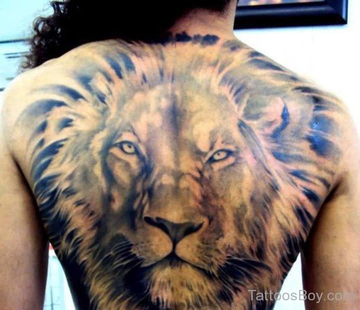 Lion Head Tattoo On Full Back-TB1069