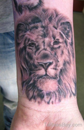 Lion Head Tattoo On Wrist