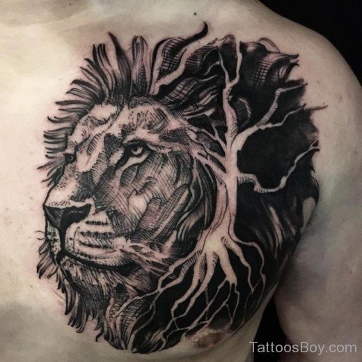 Lion Tattoo Design On Chest 7-TB1080