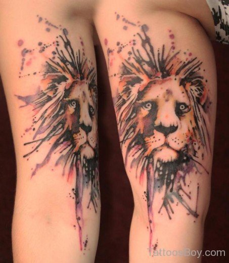 Lion Tattoo Design On Leg-TB1086