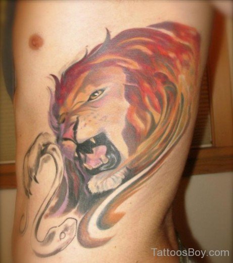 Lion Tattoo Design On Rib 7-TB1087