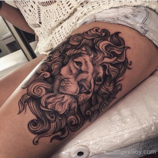 Lion Tattoo Design On Thigh-TB1091