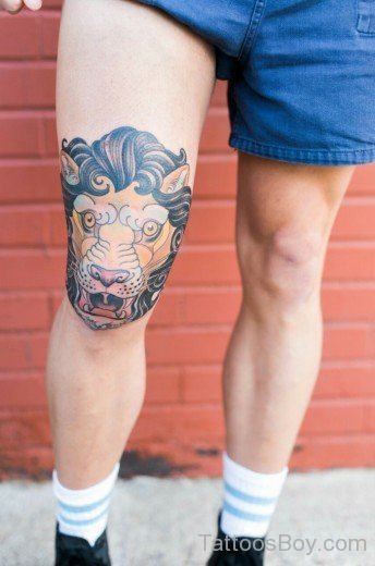 Lion Tattoo On Knee