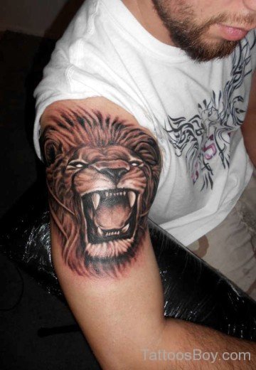 Lion Tattoo On Shoulder 7-TB1107