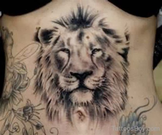 Lion Tattoo On Stomach-TB1109