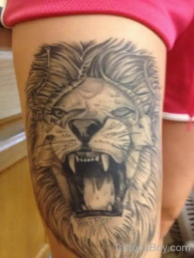 Lion Tattoo design On Thigh 7-TB1090