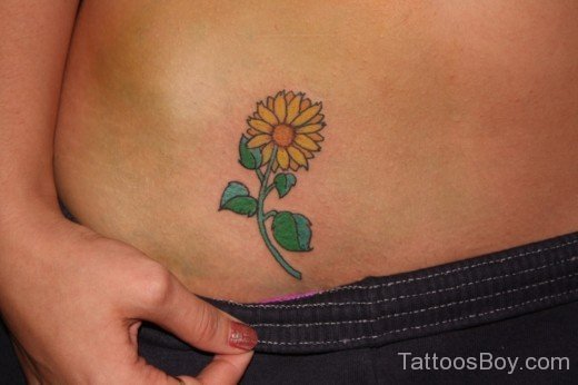 Little Sunflower Tattoo On Hip-TB1239