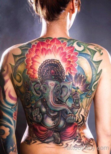 Fantastic Lord Ganesha Tattoo On Back 7-TB1155