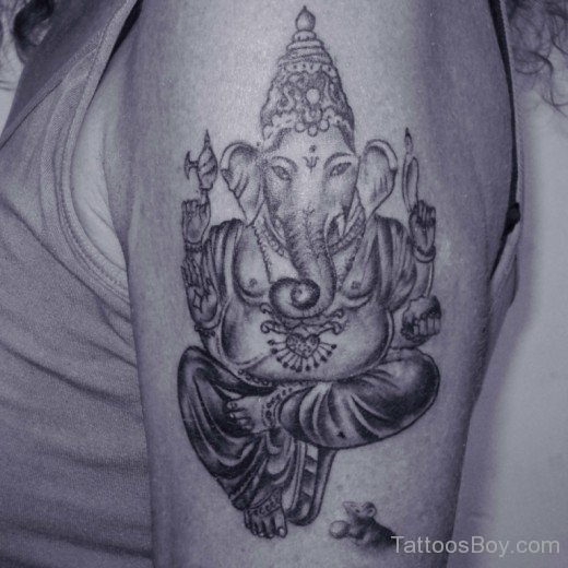 Lord Ganesha Tattoo On Shoulder-TB1160