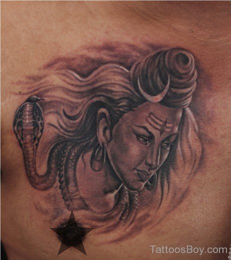 Lord Shiva Portrait Tattoo On Ches-TB144