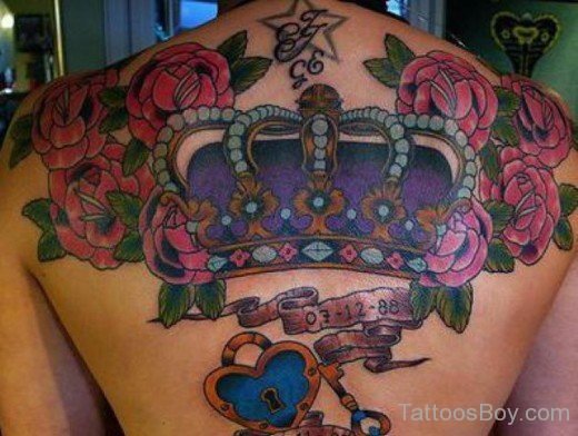 Lovely Crown Tattoo On Back-TB1115