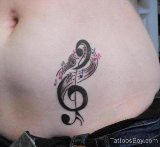 Lovely Music Tattoo On Waist- TB1041