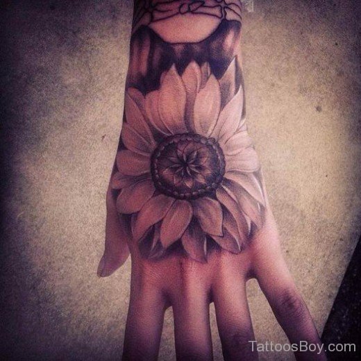 Lovely Sunflower Tattoo On Hand-TB1243
