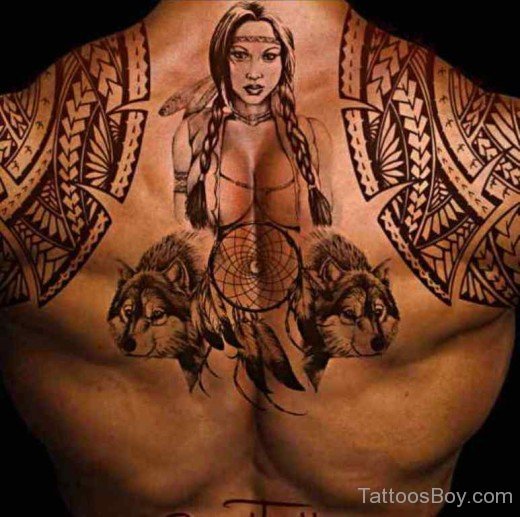 Maori Tribal And Wolf Tattoo-TB1077