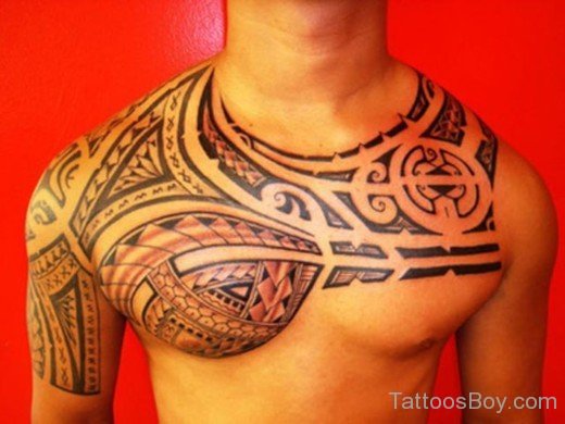 Maori Tribal Tattoo Design On Chest 4-TB1102